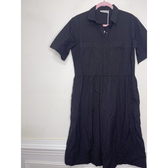 Everlane The Parklet Shirtdress in Black Size 6 Short Sleeve Casual Party Gothic - Picture 5 of 6